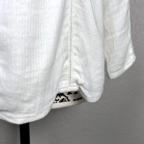 Hinge Sz S 3/4 Sleeve Sweetheart Lace Bodice Blouse White Lace Accents Boho - Picture 4 of 13